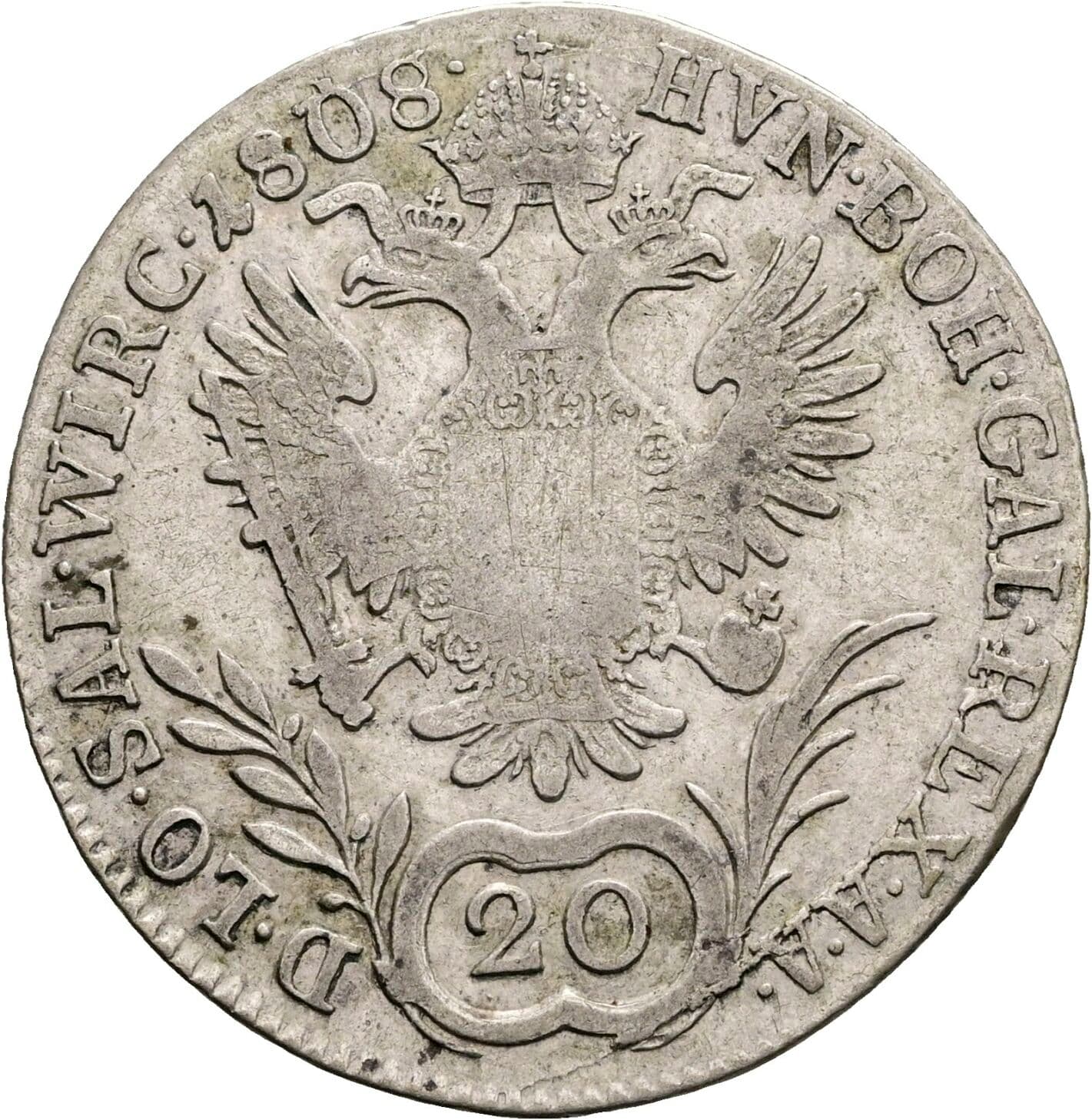 20 Kreuzer Franz II.(I.) 1792-1835 1808 G, Nagybanya – Rückseite