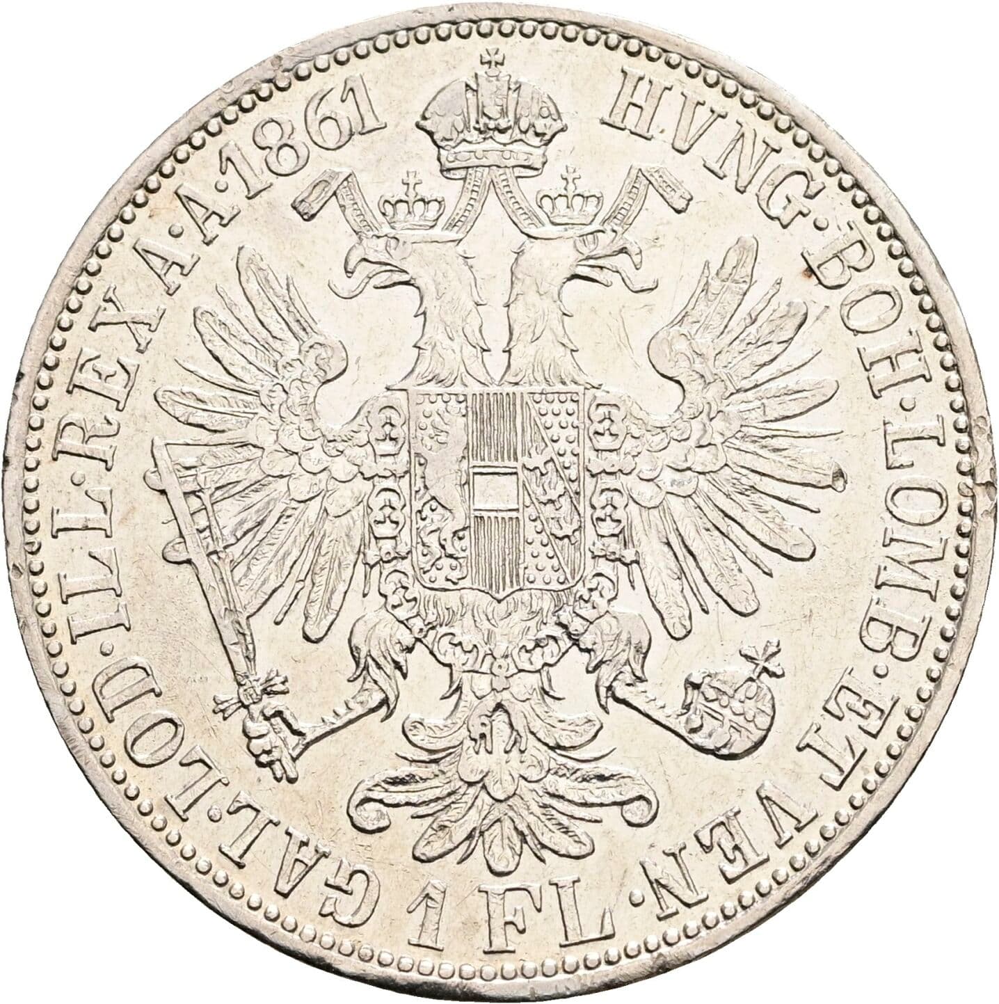 1 Gulden Franz Joseph I. 1848-1916 1861 A, Wien – Rückseite