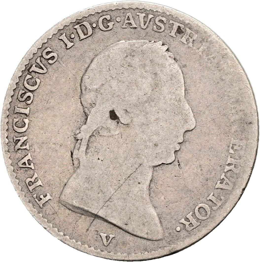 1/2 Lira Franz II. (I). 1792-1835 1822 V, Venedig – Vorderseite
