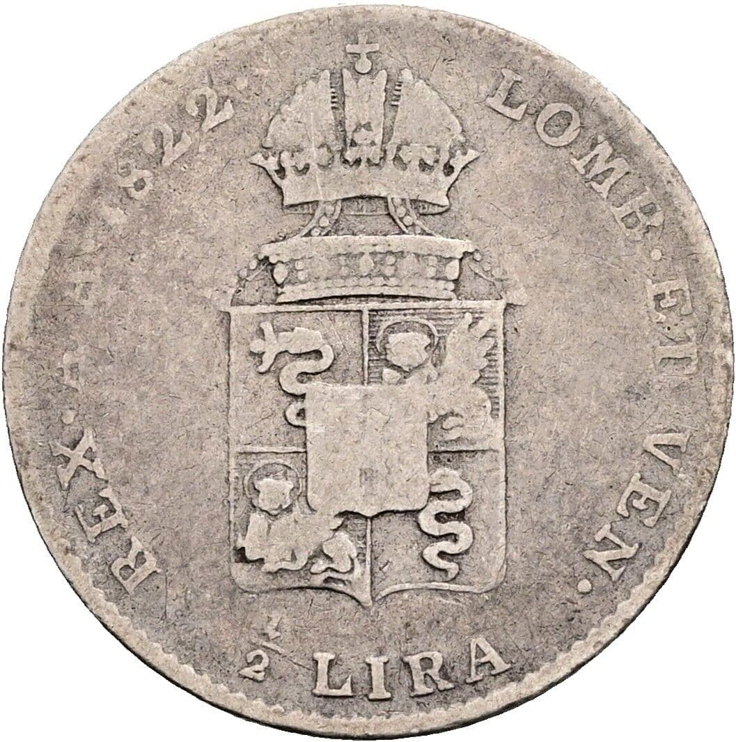 1/2 Lira Franz II. (I). 1792-1835 1822 V, Venedig – Rückseite