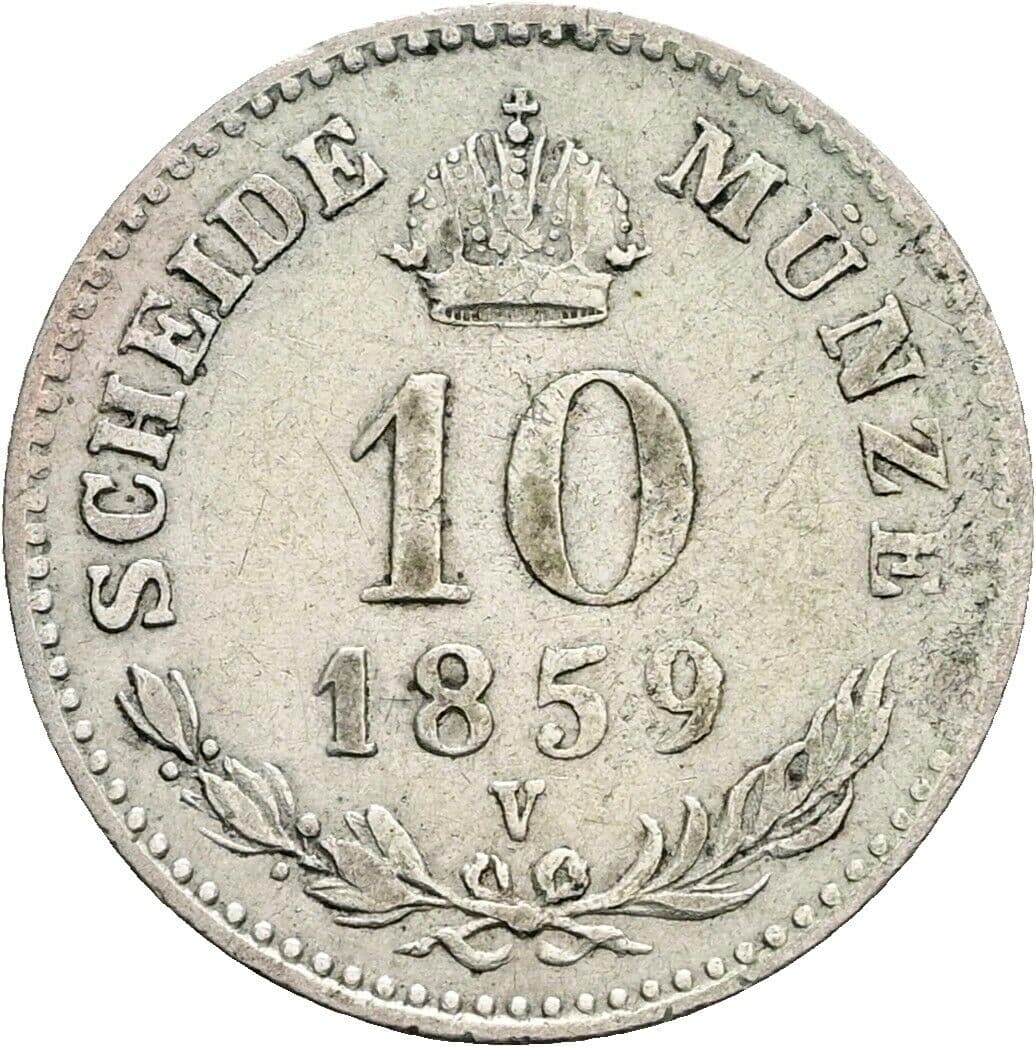 10 Kreuzer Franz Joseph I. 1848-1916 1859 V, Venedig – Rückseite