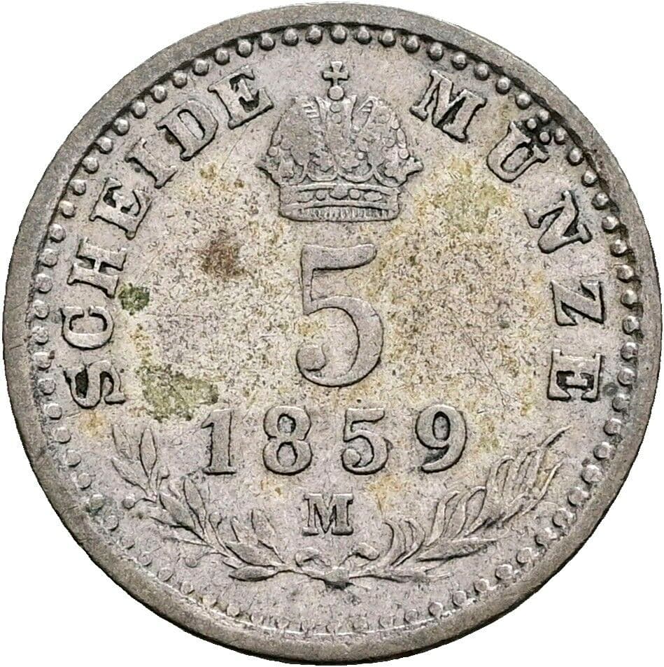 5 Kreuzer Franz Joseph I. 1848-1916 1859 M – Rückseite