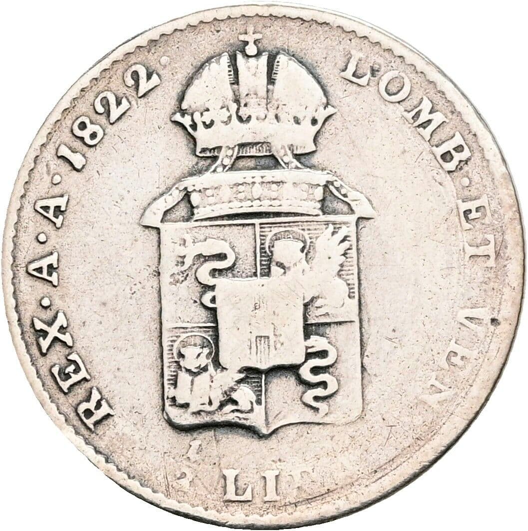 1/2 Lira Franz II.(I.) 1792-1835 1822 M – Rückseite