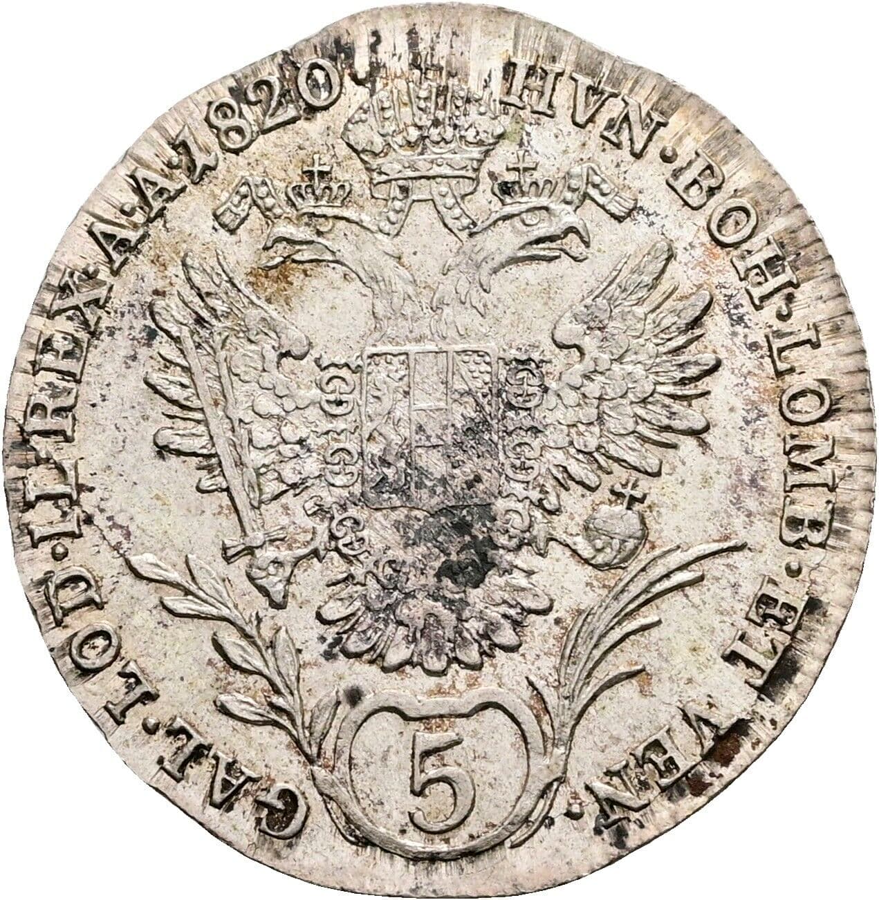 5 Kreuzer Franz II. (I). 1792-1835 1820 A, Wien – Rückseite