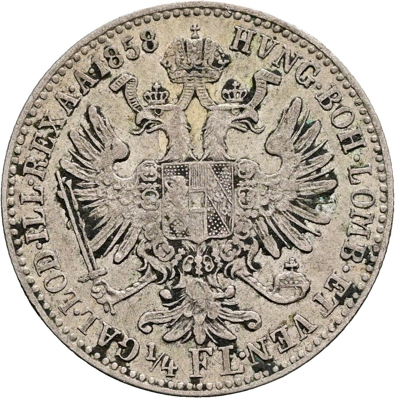 1/4 Gulden Franz Joseph I. 1848-1916 1858 A, Wien – Rückseite