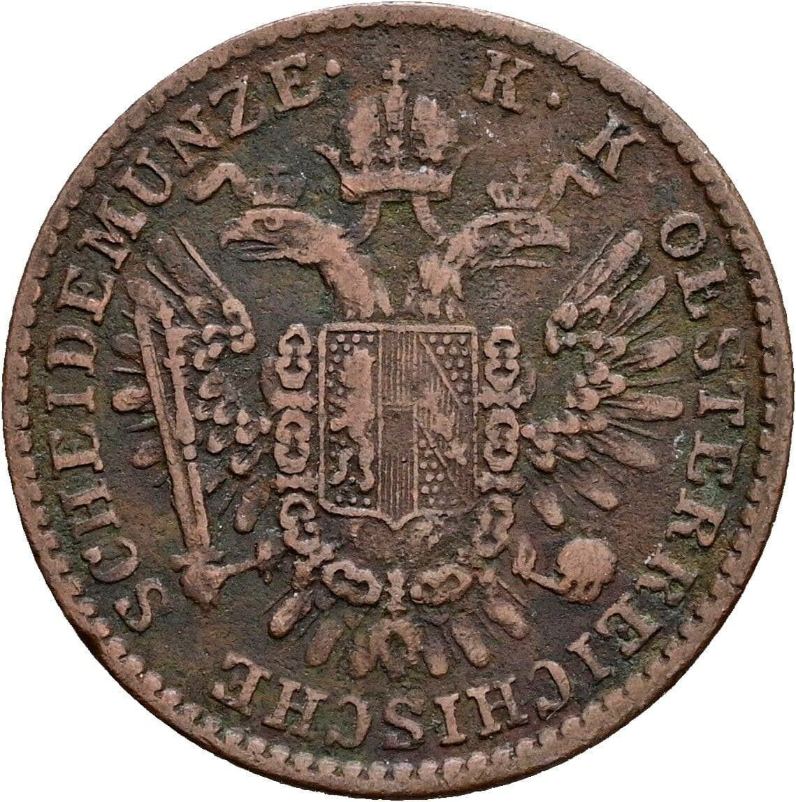 1/2 Kreuzer Franz Joseph I. 1848-1916 1851 B, Kremnitz – Rückseite