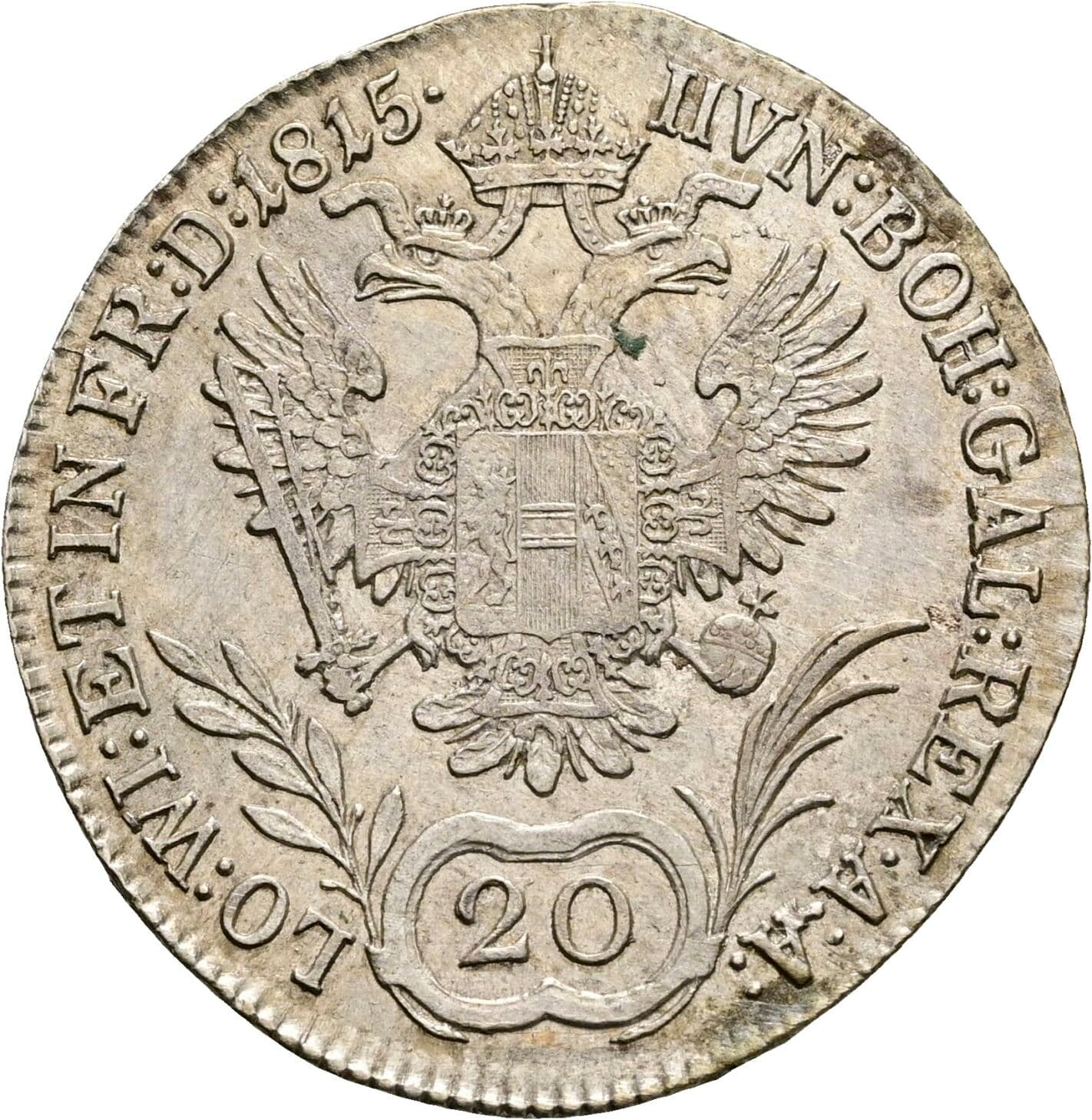 20 Kreuzer Franz II. (I). 1792-1835 1815 A, Wien – Rückseite