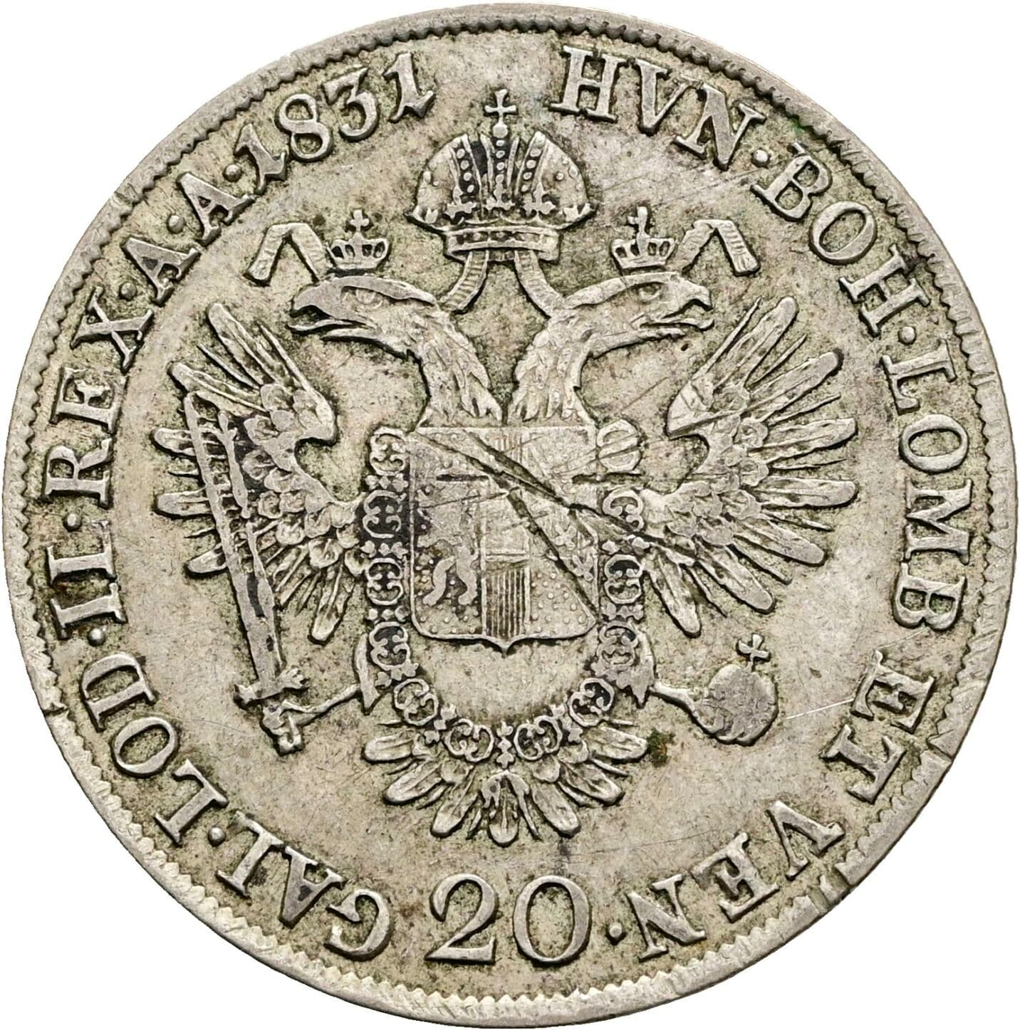 20 Kreuzer Franz II.(I.) 1792-1835 1831 A, Wien – Rückseite