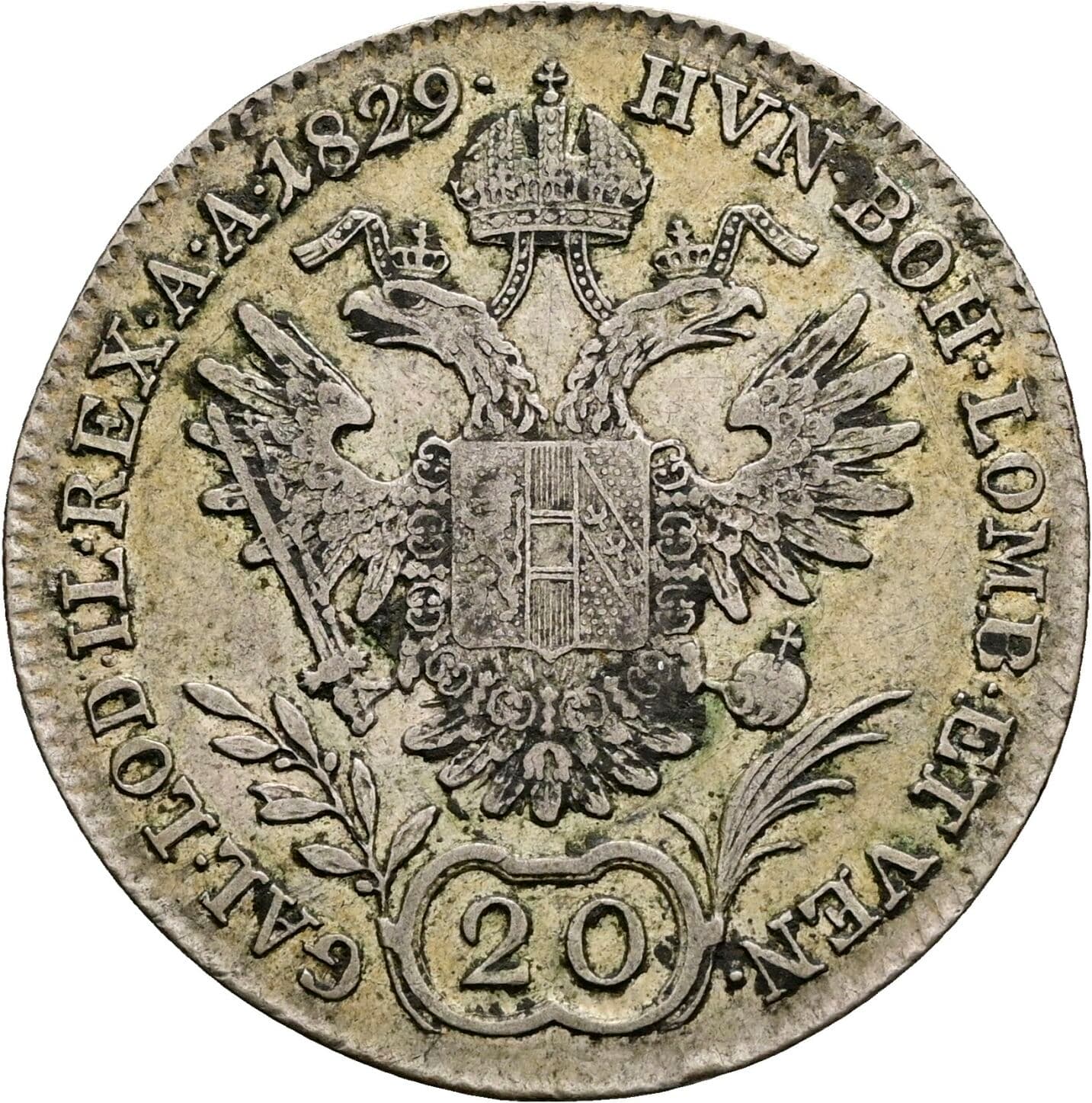 20 Kreuzer Franz II.(I.) 1792-1835 1829 A, Wien – Rückseite