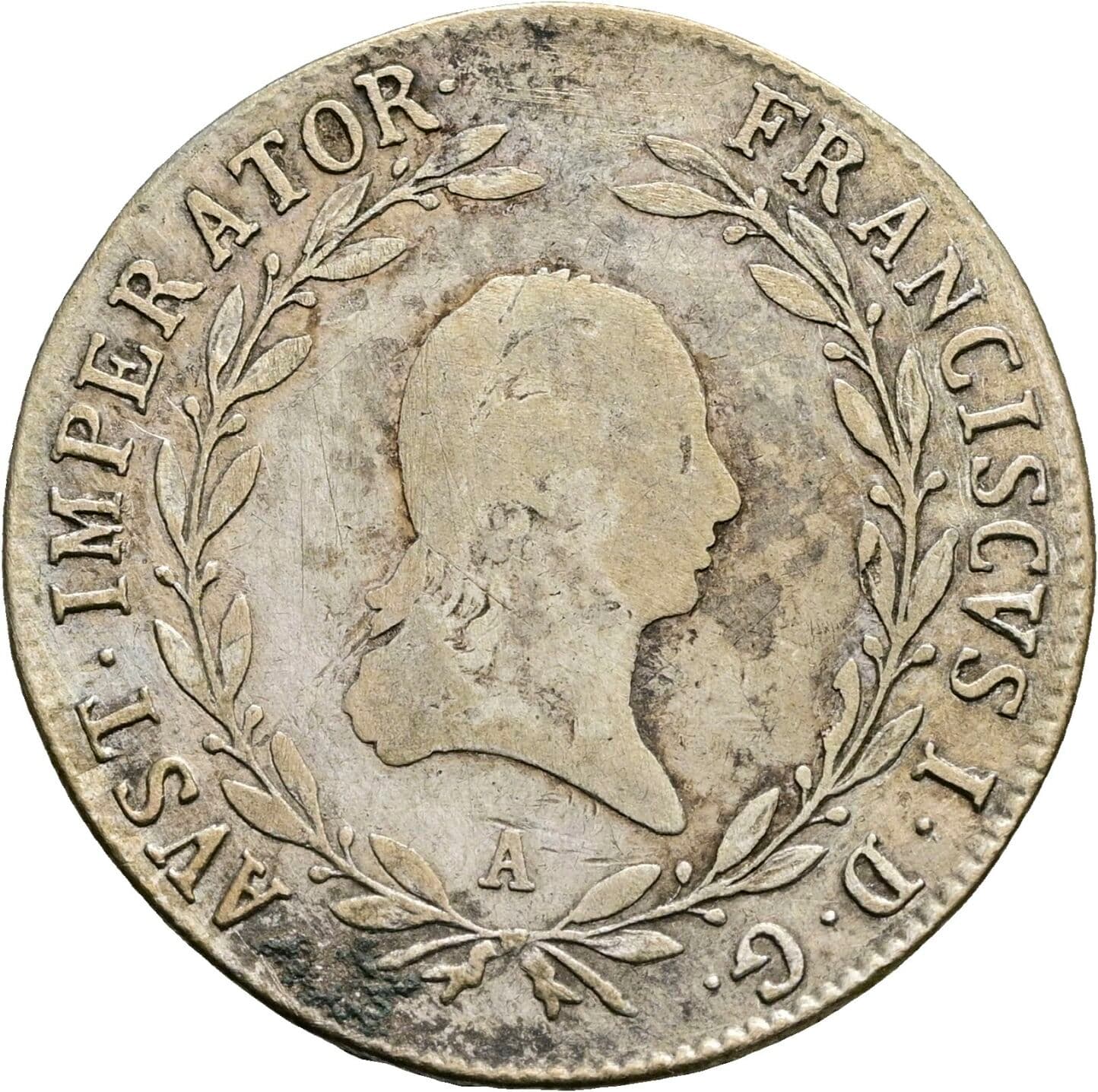 20 Kreuzer Franz II. (I). 1792-1835 1824 A, Wien – Vorderseite