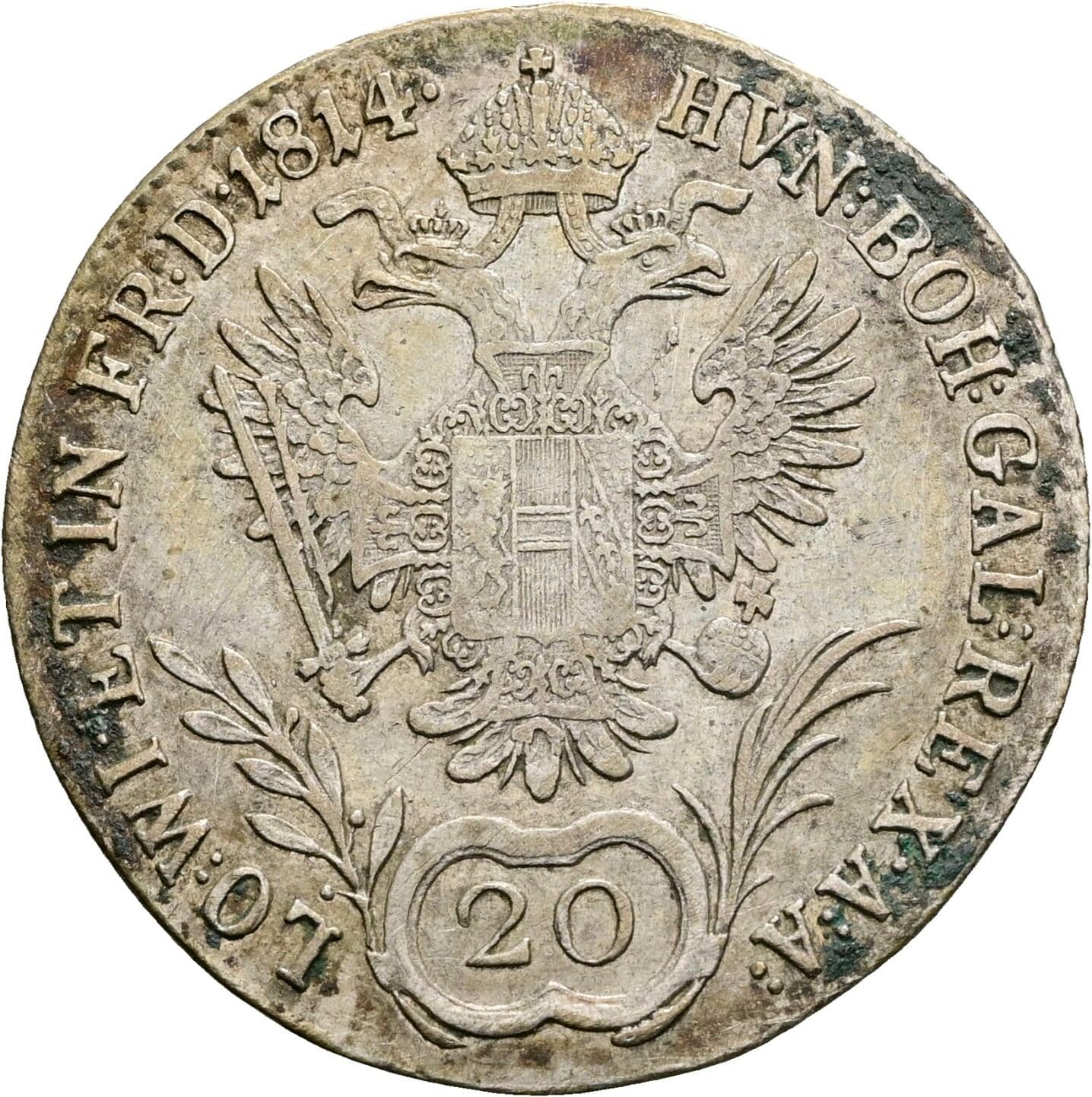 20 Kreuzer Franz II.(I.) 1792-1835 1814 A, Wien – Rückseite