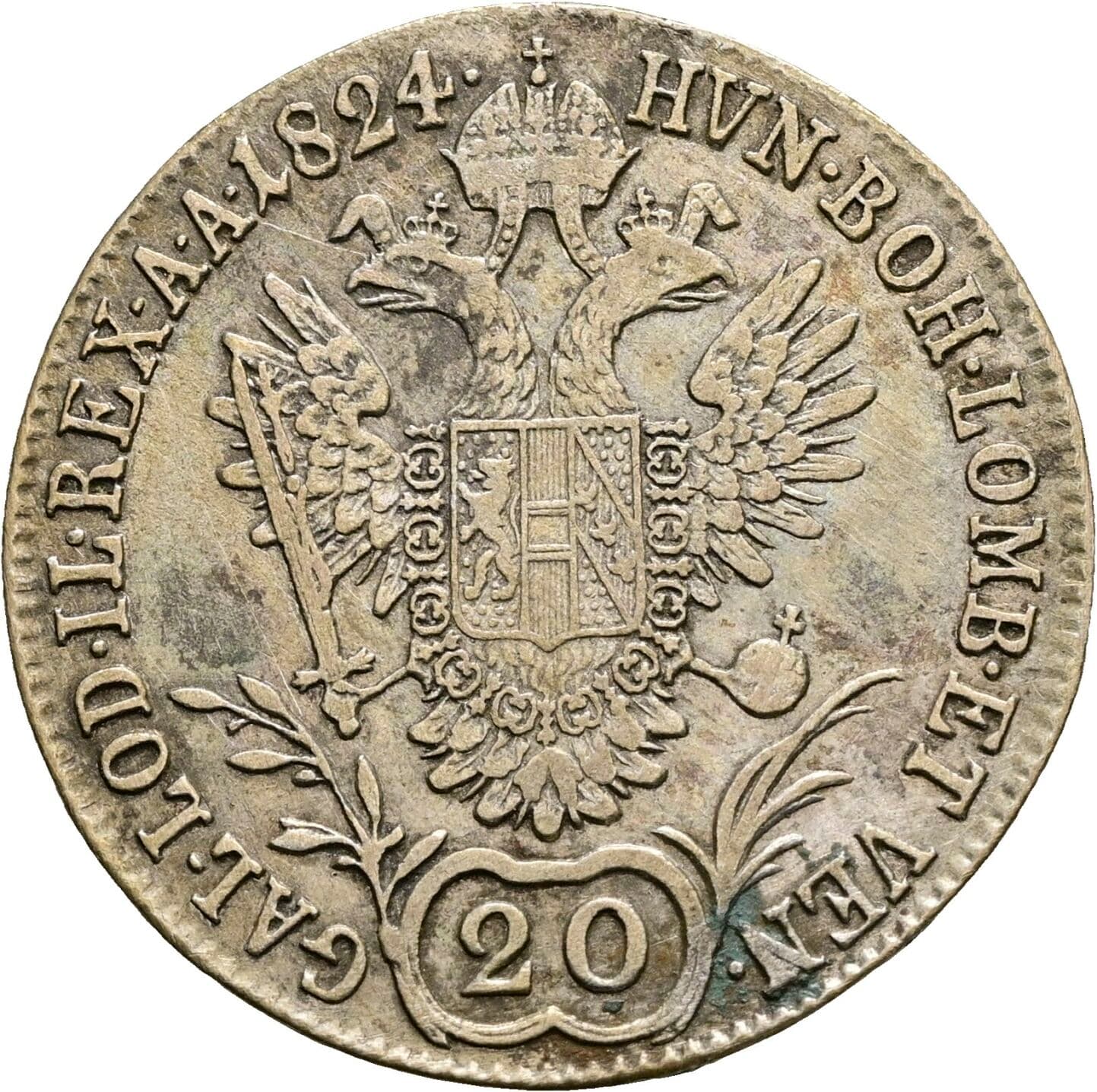 20 Kreuzer Franz II. (I). 1792-1835 1824 A, Wien – Rückseite