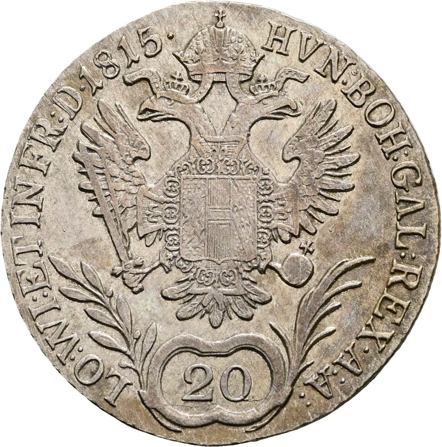 20 Kreuzer Franz II. (I). 1792-1835 1815 B, Kremnitz – Rückseite