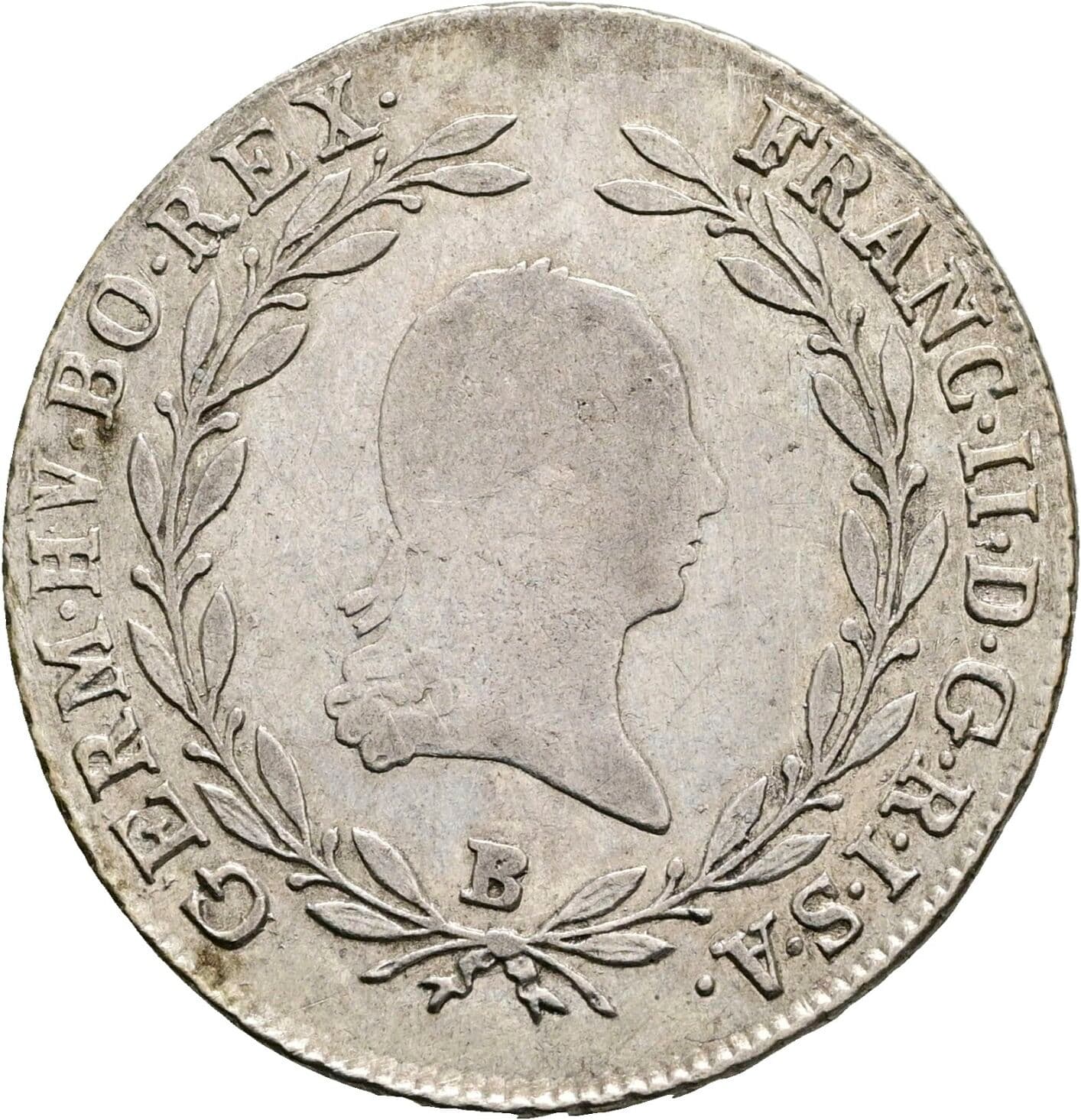 20 Kreuzer Franz II. (I). 1792-1835 1803 B, Kremnitz – Vorderseite