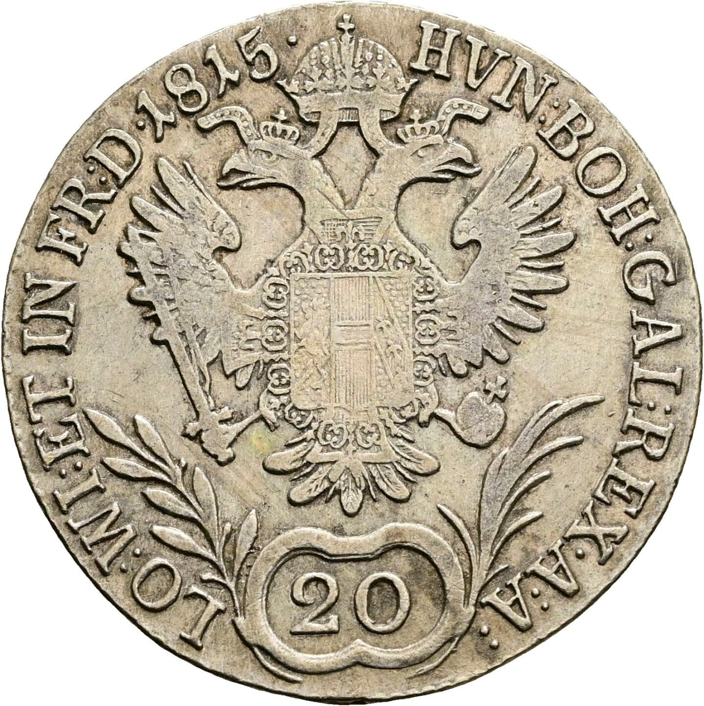 20 Kreuzer Franz II.(I.) 1792-1835 1815 B, Kremnitz – Rückseite