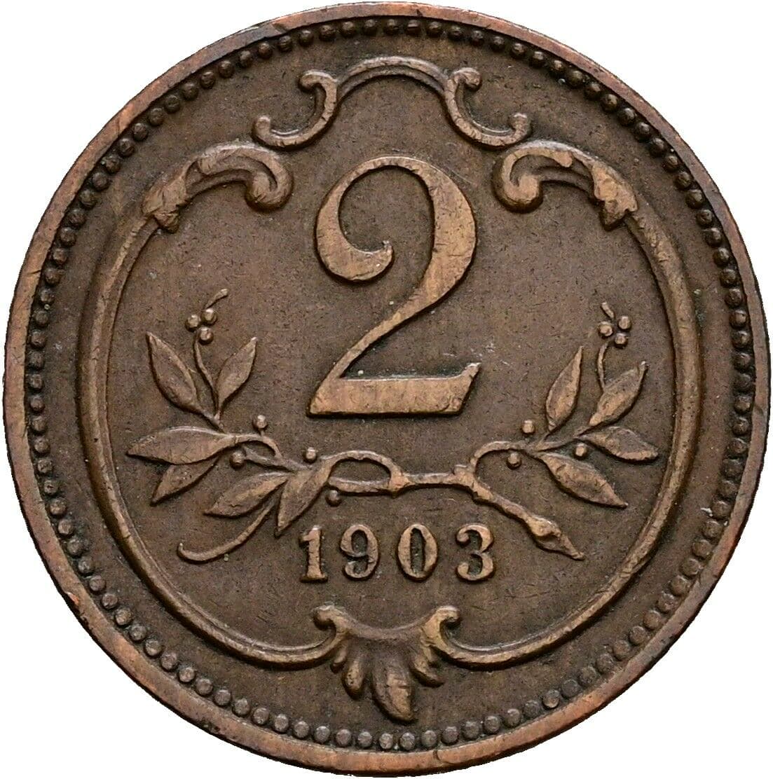2 Heller Franz Joseph I. 1848-1916 1903 – Vorderseite