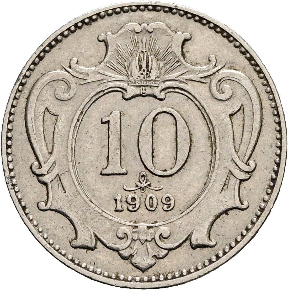 10 Heller Franz Joseph I. 1848-1916 1909 – Vorderseite