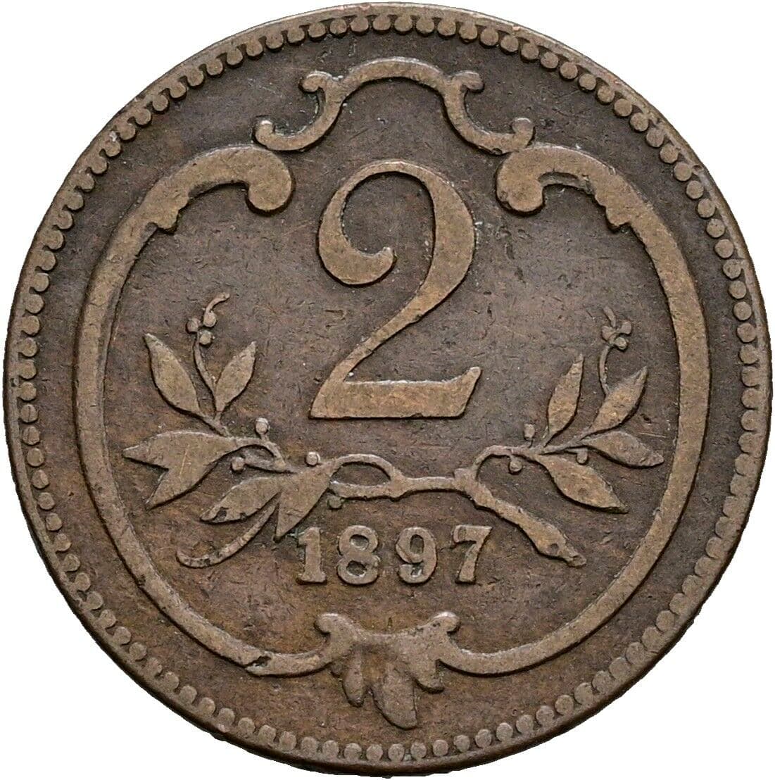 2 Heller Franz Joseph I. 1848-1916 1897 – Vorderseite