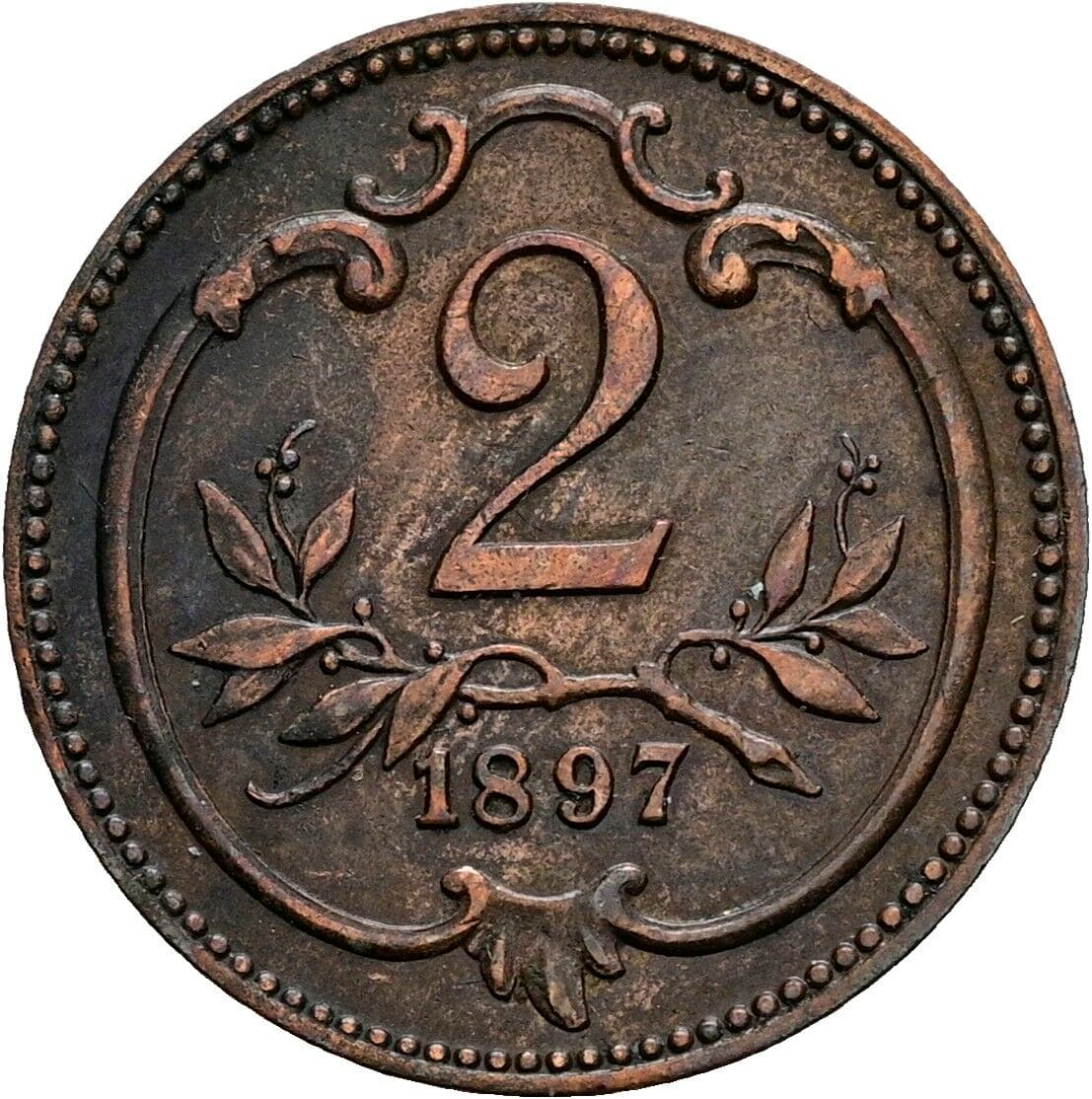 2 Heller Franz Joseph I. 1848-1916 1897 – Vorderseite