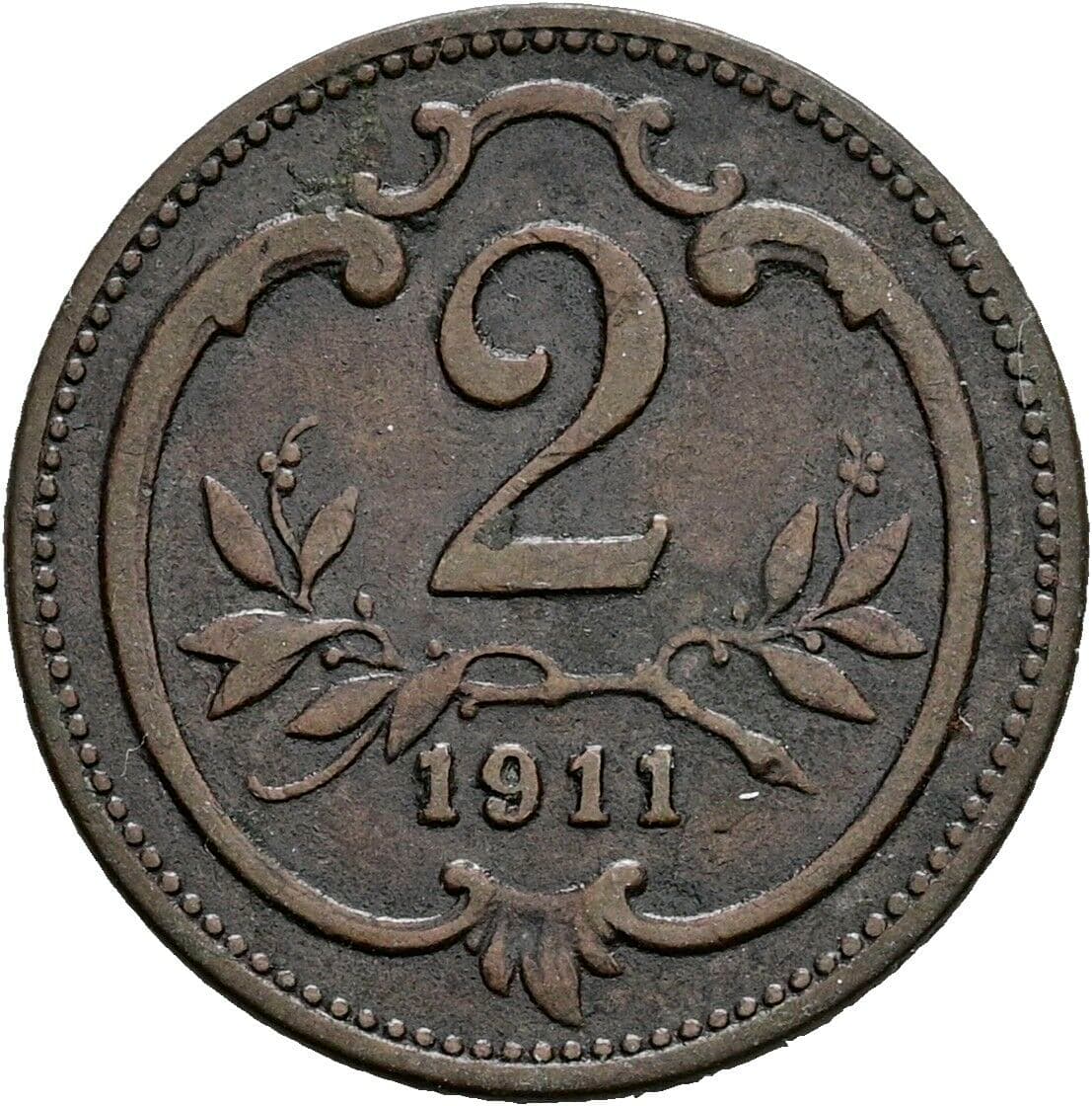 2 Heller Franz Joseph I. 1848-1916 1911 – Vorderseite
