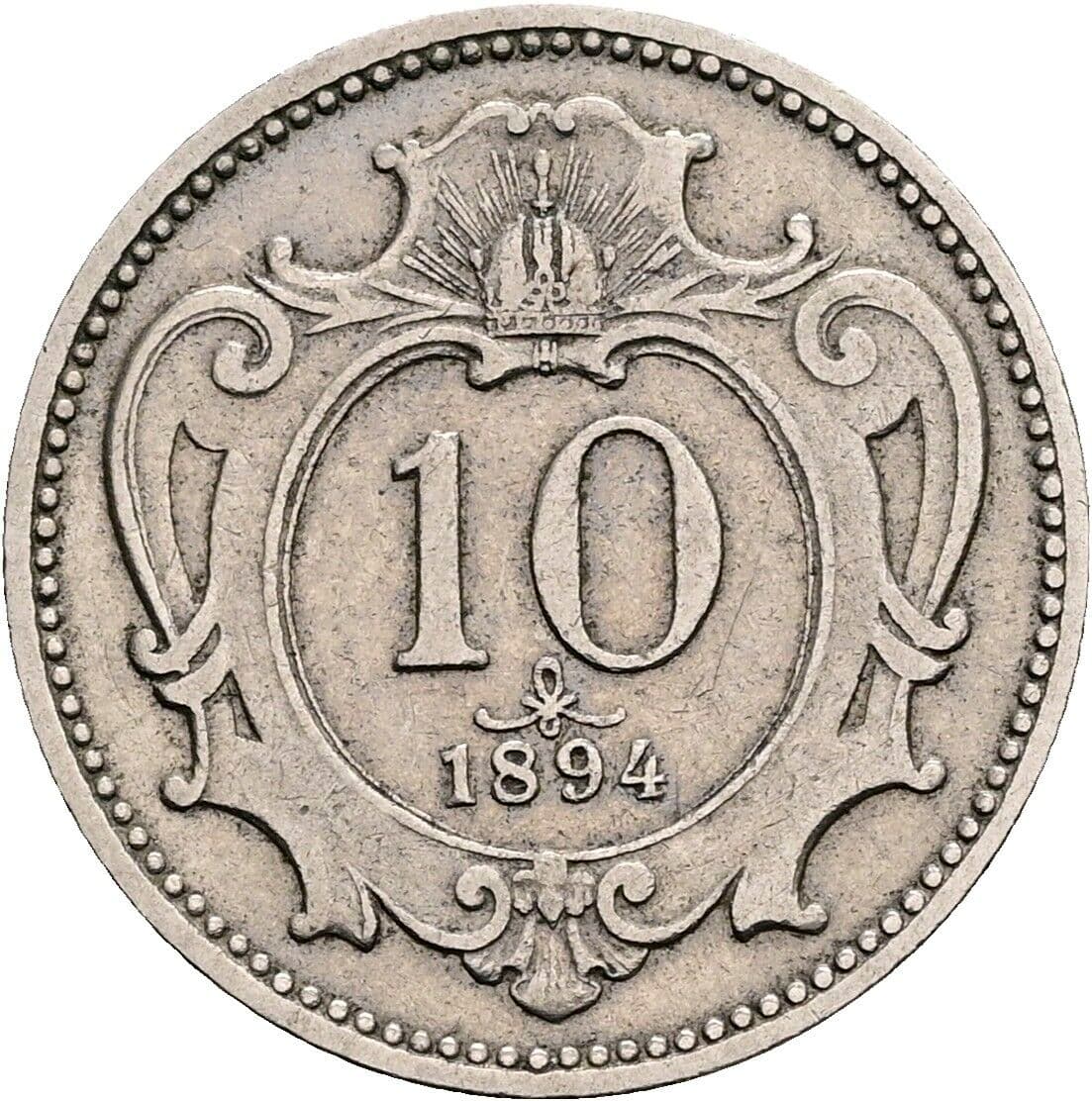 10 Heller Franz Joseph I. 1848-1916 1894 – Vorderseite