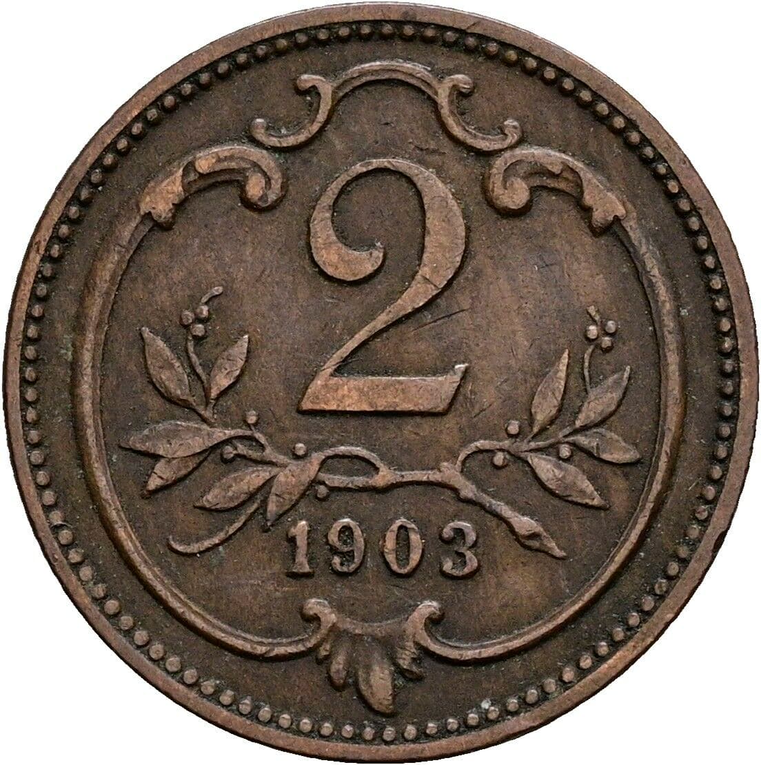 2 Heller Franz Joseph I. 1848-1916 1903 – Vorderseite