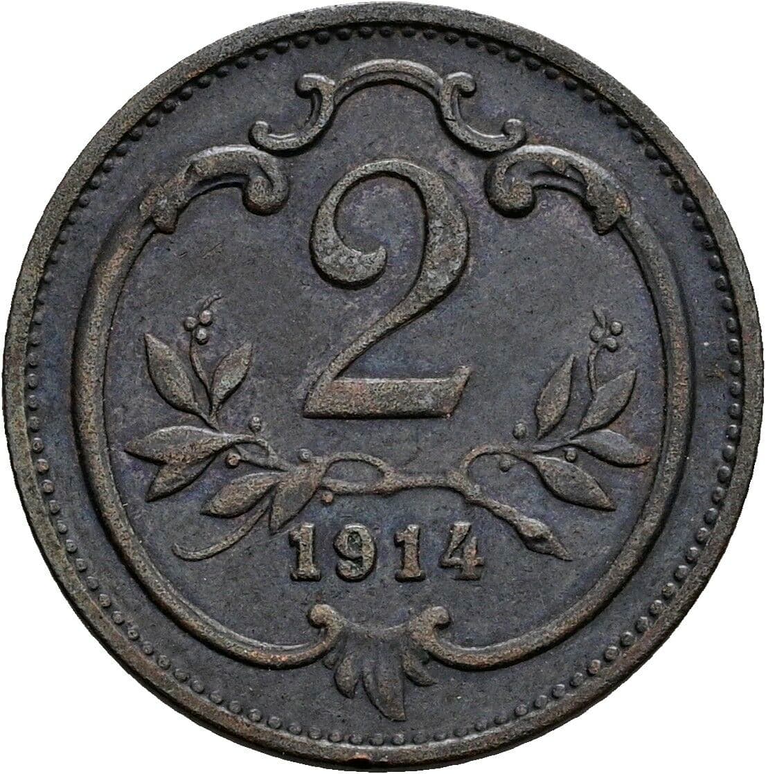 2 Heller Franz Joseph I. 1848-1916 1914 – Vorderseite