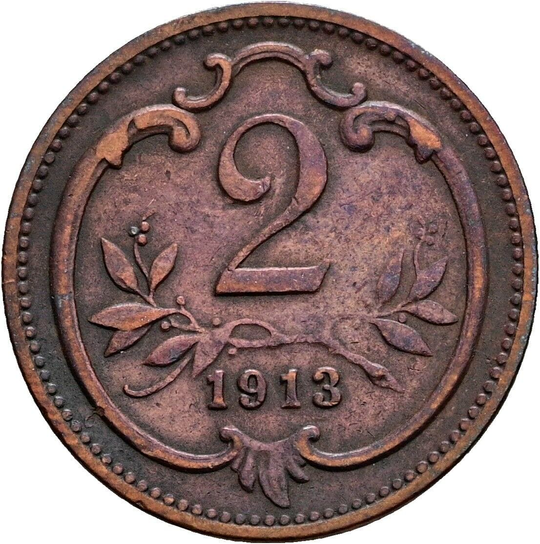 2 Heller Franz Joseph I. 1848-1916 1913 – Vorderseite