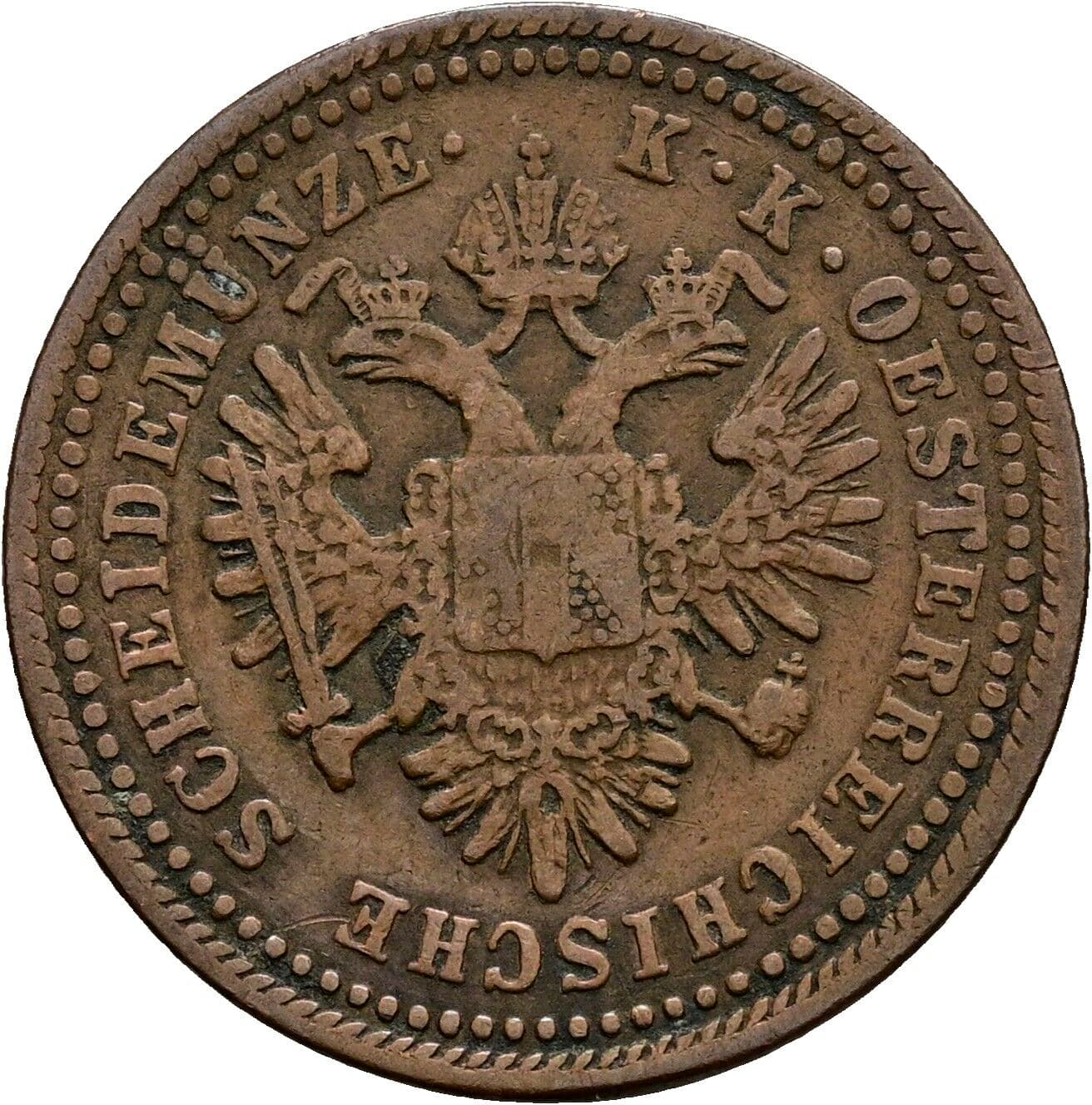 1 Kreuzer Franz Joseph I. 1848-1916 1851 A, Wien – Rückseite