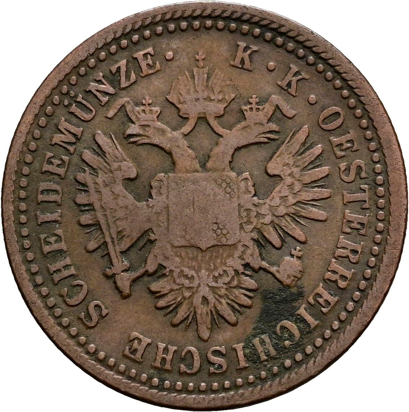 1 Kreuzer Franz Joseph I. 1848-1916 1851 A, Wien – Rückseite