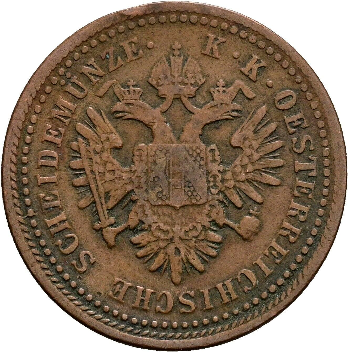1 Kreuzer Franz Joseph I. 1848-1916 1851 A, Wien – Rückseite