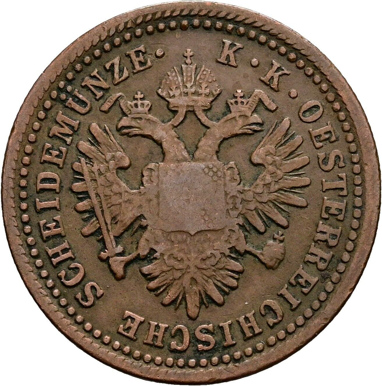 1 Kreuzer Franz Joseph I. 1848-1916 1851 A, Wien – Rückseite