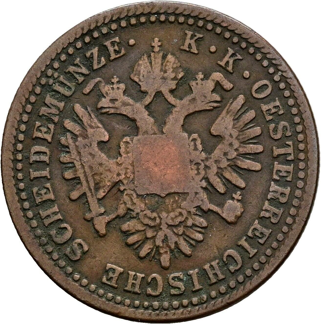 1 Kreuzer Franz Joseph I. 1848-1916 1851 A, Wien – Rückseite