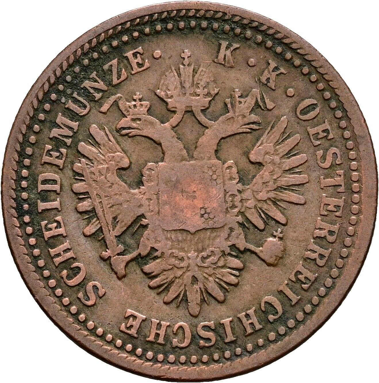 1 Kreuzer Franz Joseph I. 1848-1916 1851 A, Wien – Rückseite