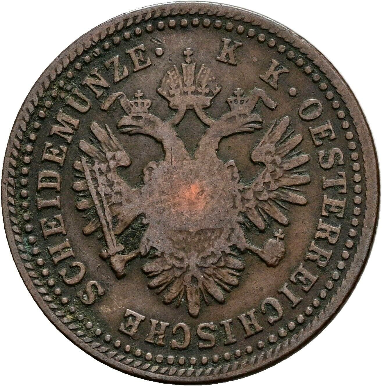 1 Kreuzer Franz Joseph I. 1848-1916 1851 A, Wien – Rückseite