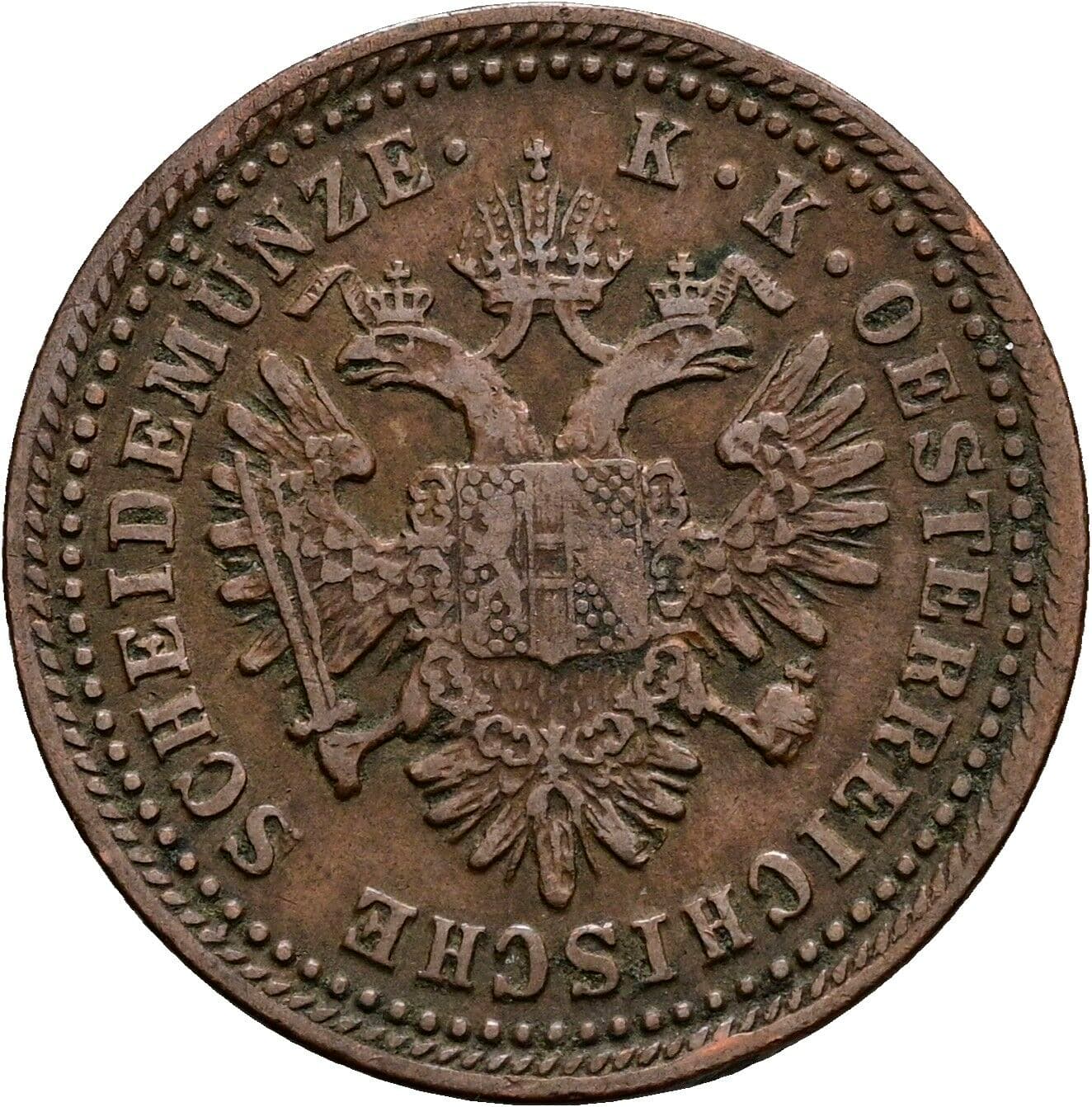 1 Kreuzer Franz Joseph I. 1848-1916 1851 A, Wien – Rückseite