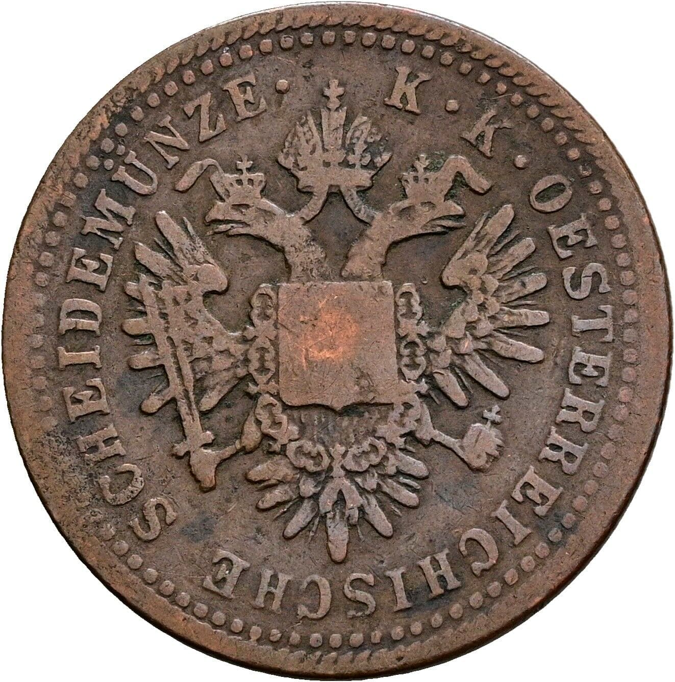 1 Kreuzer Franz Joseph I. 1848-1916 1851 B, Kremnitz – Rückseite