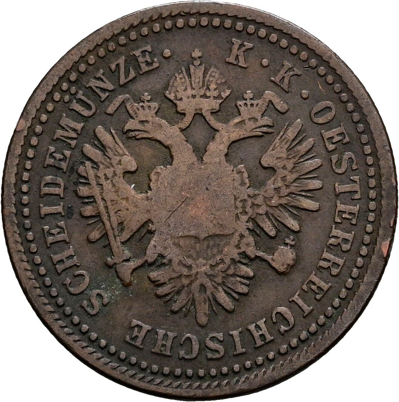 1 Kreuzer Franz Joseph I. 1848-1916 1851 A, Wien – Rückseite
