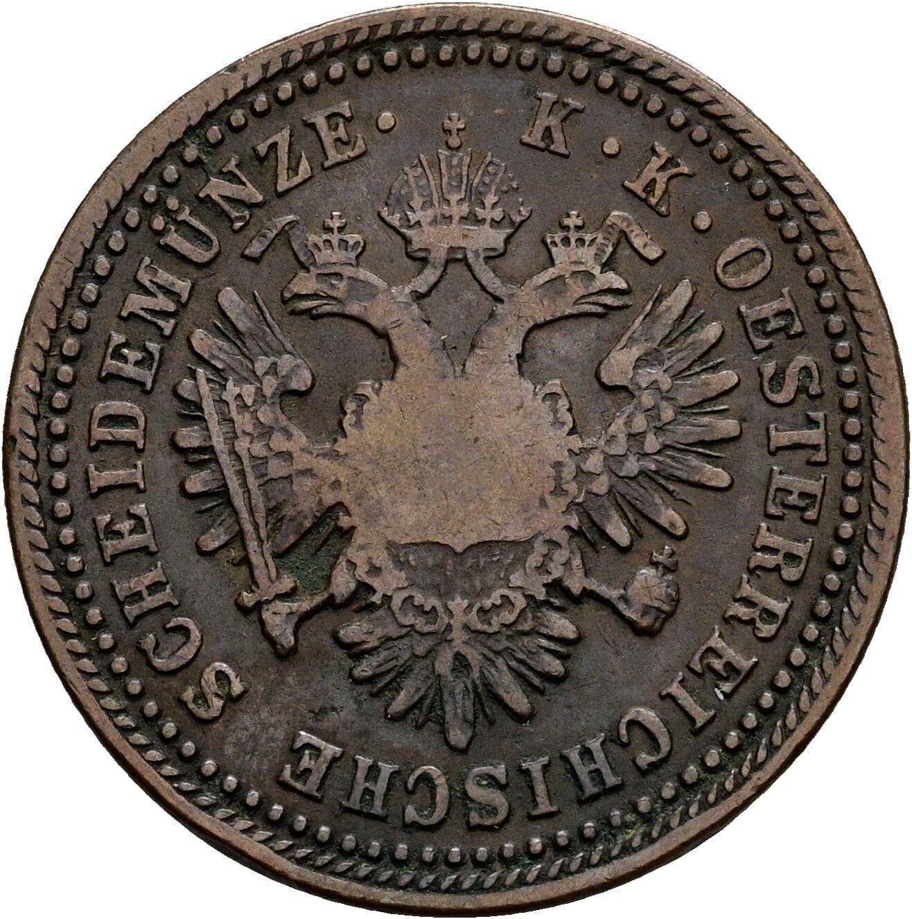 1 Kreuzer Franz Joseph I. 1848-1916 1851 A, Wien – Rückseite