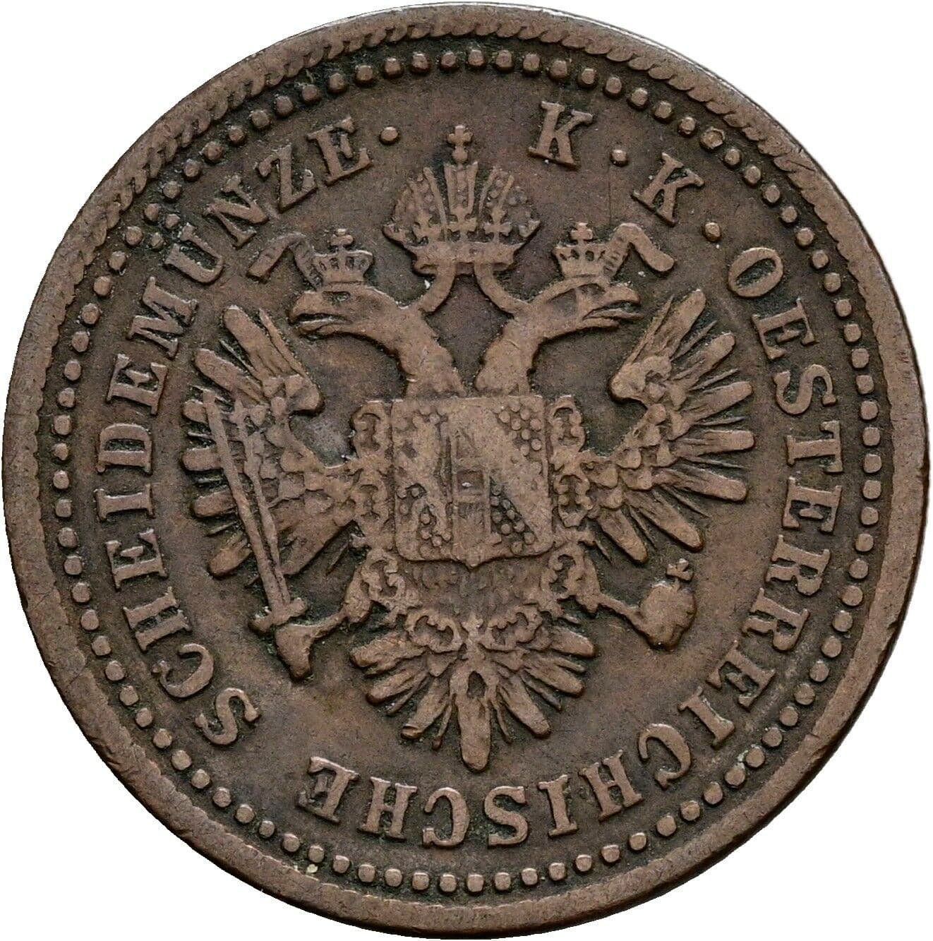 1 Kreuzer Franz Joseph I. 1848-1916 1851 A, Wien – Rückseite