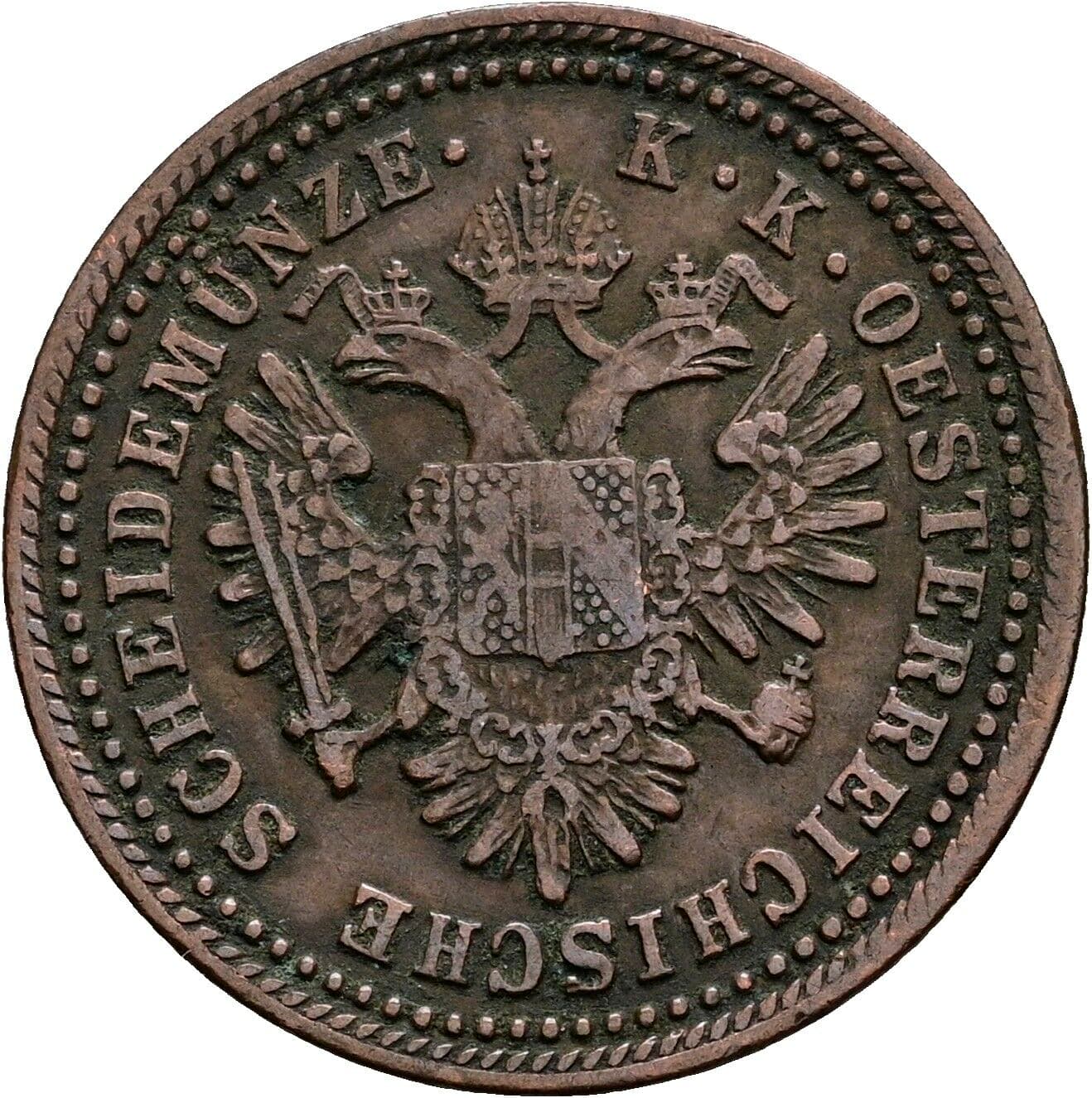 1 Kreuzer Franz Joseph I. 1848-1916 1851 A, Wien – Rückseite
