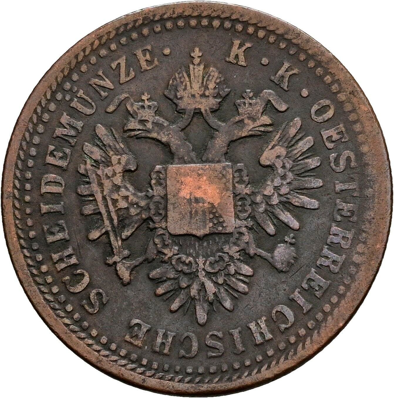 1 Kreuzer Franz Joseph I. 1848-1916 1851 B, Kremnitz – Rückseite