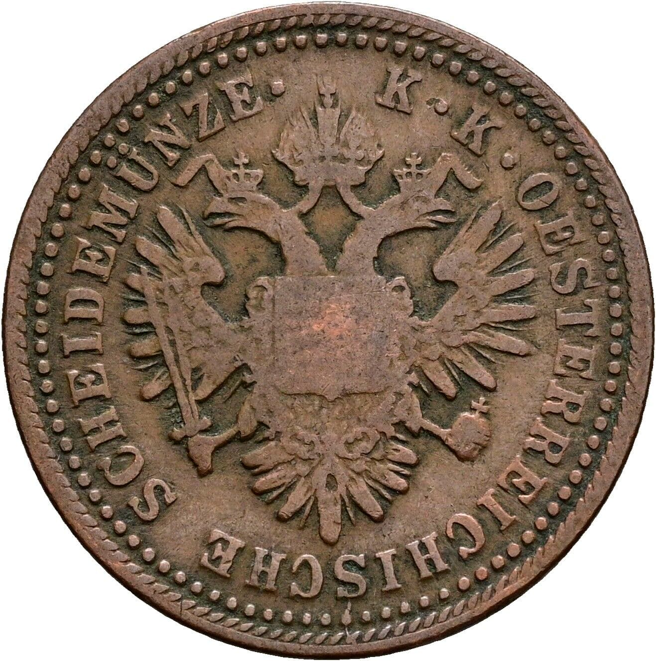 1 Kreuzer Franz Joseph I. 1848-1916 1851 A, Wien – Rückseite