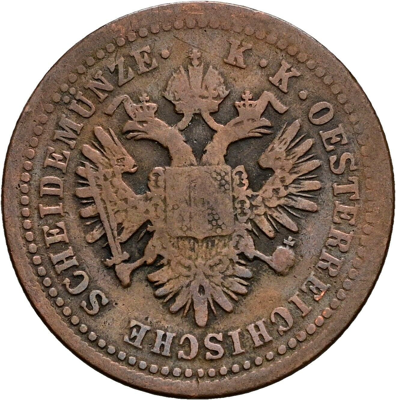 1 Kreuzer Franz Joseph I. 1848-1916 1851 A, Wien – Rückseite