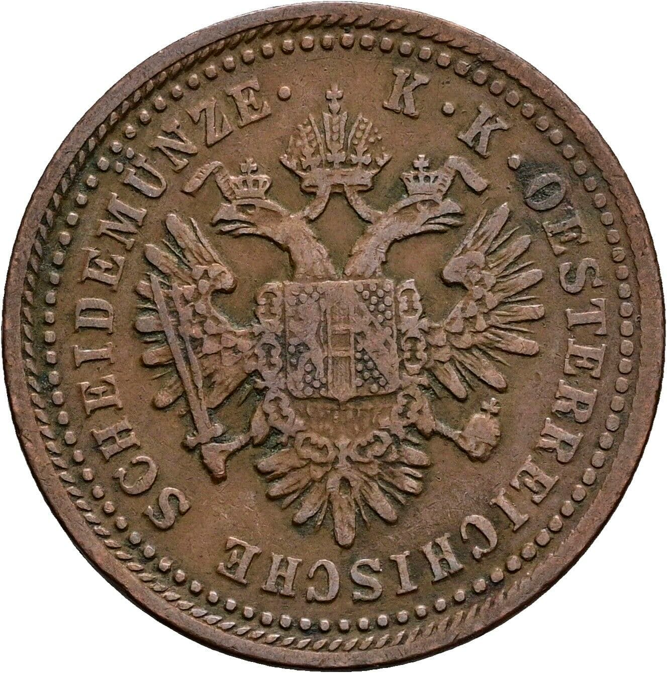 1 Kreuzer Franz Joseph I. 1848-1916 1851 B, Kremnitz – Rückseite