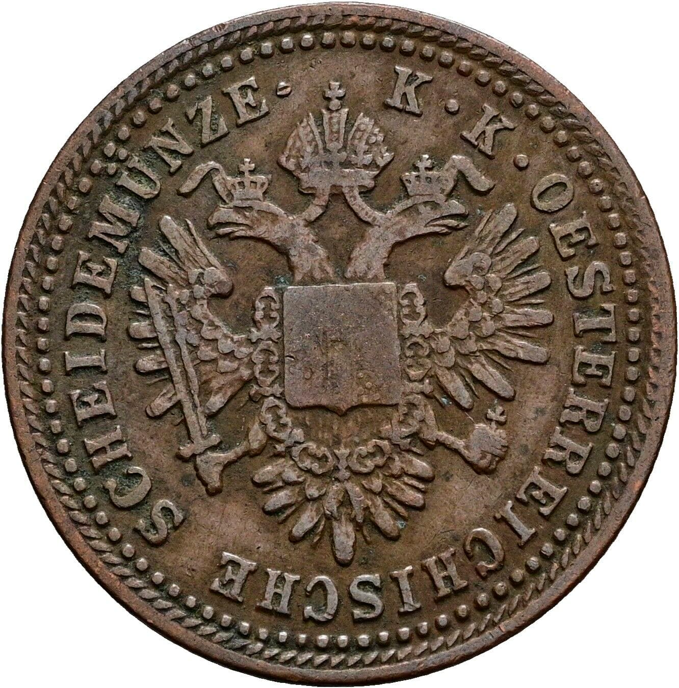 1 Kreuzer Franz Joseph I. 1848-1916 1851 A, Wien – Rückseite