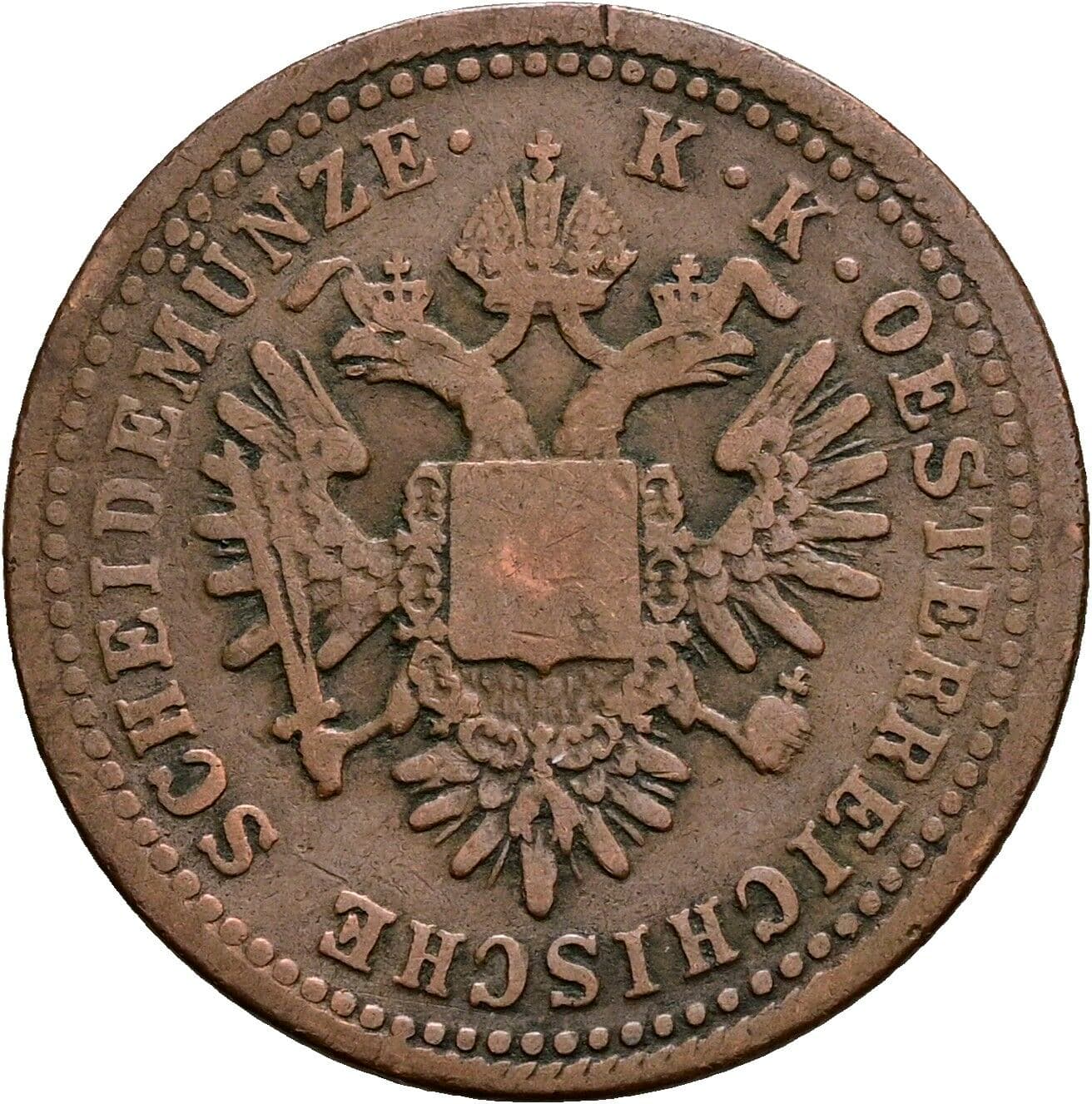 1 Kreuzer Franz Joseph I. 1848-1916 1851 B, Kremnitz – Rückseite