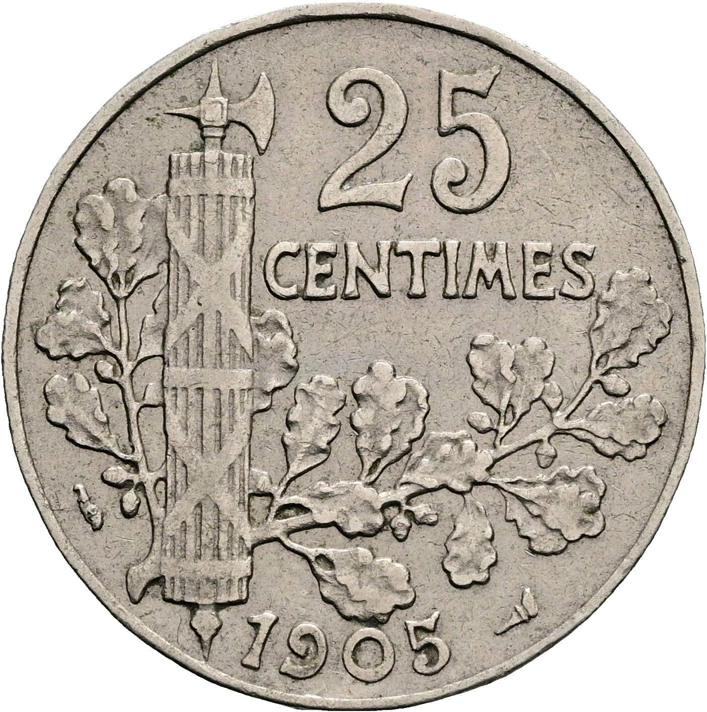 25 Centimes 1905 – Rückseite