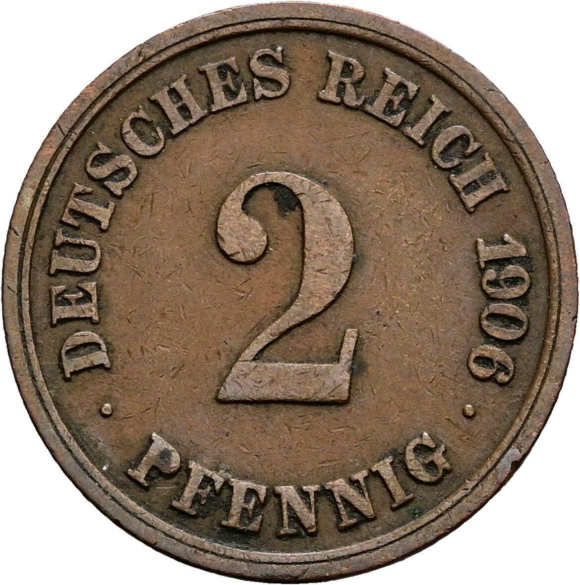 2 Pfennig 1906 F – Vorderseite