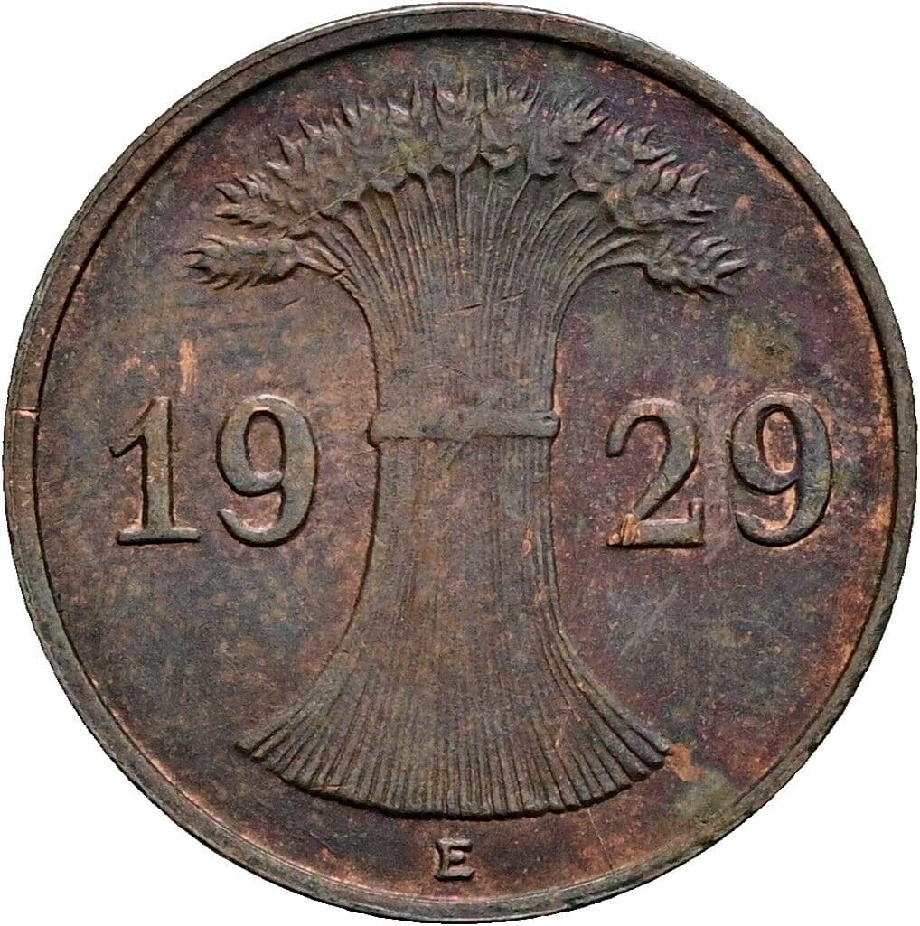 1 Reichspfennig 1929 E – Rückseite